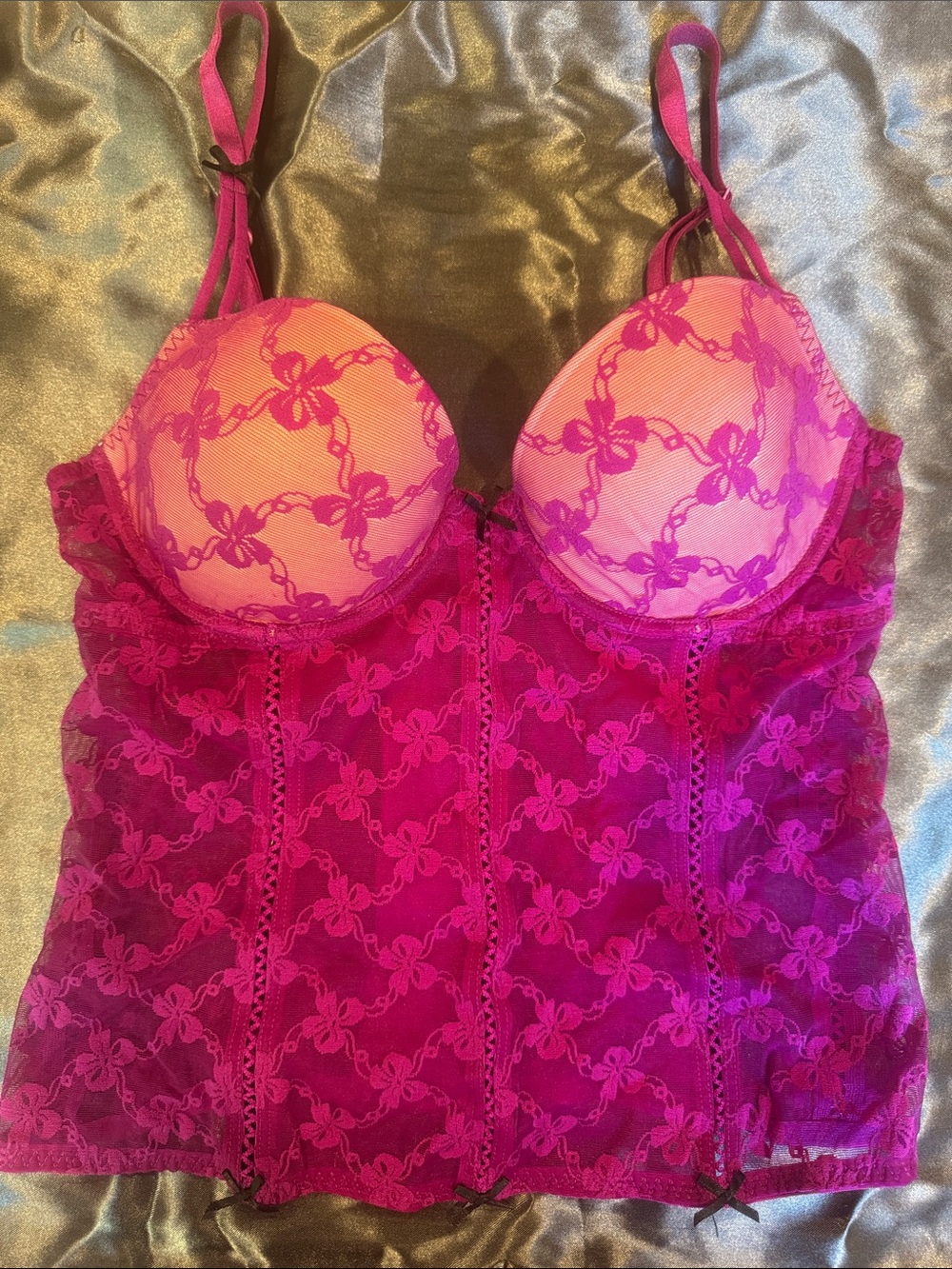 Betsey Johnson Fuchsia Lace Bustier Camisole - Women Intimates